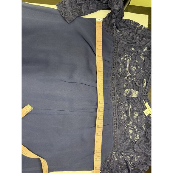 Navy Blue Lace Chiffon Babydoll Dress Sheer Sleeves Coquette Fairycore Size L - Picture 4 of 6
